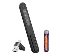 Présentateur Sans Fil USB Type C 2-en-1, Télécommande Présentation avec Pointeur Laser pour PC Portable, Télécommande PowerPoint 2.4GHz Compatible Slides PDF Keynote Ordinateur