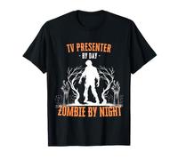Présentateur TV par Day Zombie by Night Funny Halloween Creepy T-Shirt