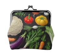Présentation de divers légumes imprimé exquis polyvalent baiser porte-monnaie mignon petit portefeuille à fermeture éclair pour pièces de monnaie cartes