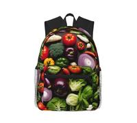 Présentation de divers légumes imprimé sac à dos décontracté pour sac à dos | Middle Further Studies Youth Bandoulière réglable Rangement Simplicité Trois bons étudiants Bolsa étanche