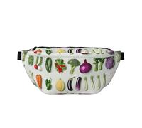 Présentation de divers légumes imprimés sac banane réglable sac banane léger voyage ceinture pour la marche, le cyclisme, la randonnée, les voyages, Noir , Taille unique, Sac à dos décontracté