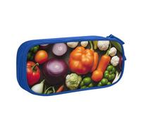 Présentation de divers légumes imprimés sac de papeterie léger pochette stylo école université bureau voyage garçons filles adultes, bleu, Taille unique, Ensemble cartable