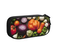 Présentation de divers légumes imprimés sac de papeterie léger pochette stylo école université bureau voyage garçons filles adultes, Noir , Taille unique, Ensemble cartable