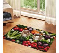 Présentation de divers légumes imprimés tapis de nourriture pour chat tapis d'alimentation pour animaux de compagnie pour le sol fournitures pour animaux de compagnie chien bol d'eau tapis essentiel