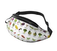 Présentation de divers sacs banane pour homme et femme, sac banane en polyester imprimé pour voyage, marche, sport avec sangle réglable, Noir , Taille unique