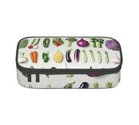 Présentation de divers trousses à crayons imprimées de légumes pour filles et garçons, grande capacité pour stylos et trousse de maquillage pour étudiants, artistes, école, bureau, collège, Noir ,