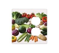 Présentation de diverses plaques murales en forme de légumes, couvercle d'interrupteur décoratif à 2 voies, plaque d'interrupteur électrique, plaque frontale en thermoplastique pour appareil décoratif