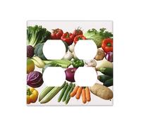Présentation de diverses plaques murales en forme de légumes, couvercle d'interrupteur décoratif à 2 voies, plaque d'interrupteur électrique, plaque frontale en thermoplastique pour appareil décoratif
