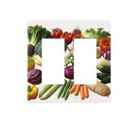 Présentation de diverses plaques murales en forme de légumes, couvercle d'interrupteur décoratif à 2 voies, plaque d'interrupteur électrique, plaque frontale en thermoplastique pour appareil décoratif