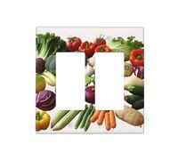 Présentation de diverses plaques murales en forme de légumes, couvercle d'interrupteur décoratif à 2 voies, plaque d'interrupteur électrique, plaque frontale en thermoplastique pour appareil décoratif