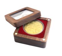 Présentation de pièces de monnaie en bois - Vitrine en bois dur poli, panneau de visualisation en verre, doublure en velours doux, couvercle à charnière, amélioration de la vitrine des collectionneurs