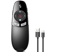 Presenter USB C, rechargeable, sans fil 2,4 GHz, pointeur pour présentations avec indicateur de batterie, lumière rouge, télécommande de présentation pour PowerPoint/Keynote/Google Slides