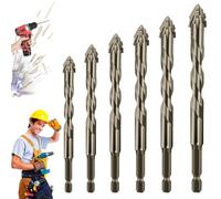 Présentez un nouvel ensemble de forets excentriques à quatre dents de scie, un foret excentrique à quatre lames dentelées, forets excentriques pour métal/bois/plastique (6pcs（4/5/6/8/10/12mm）)