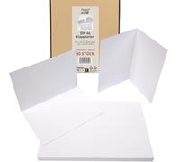 PresentFill® Lot de 25 cartes pliantes vierges en blanc diamant - Format A6 - Idéales pour concevoir, écrire ou imprimer vous-même des cartes - Conviennent pour enveloppes C6