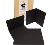 PresentFill® Lot de 25 cartes pliantes vierges noires - Format A6 - Idéales pour concevoir, écrire ou imprimer vous-même des cartes - Conviennent pour enveloppes C6