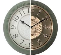 PRESENTIME & Co. Horloge Murale de Ferme Lumineuse silencieuse à Piles avec capteur LED Intelligent pour Salon, Salle de Bain, Cuisine, Bureau à Domicile, Vert Sauge 32 cm