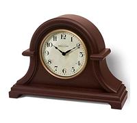 Presentime & Co. Napoléon Horloge de cheminée, Vintage Farmhouse, 33 x 25 cm, vitre bombée, mouvement à quartz, boîtier en plastique ABS, noyer marron (décoration intérieure/table)