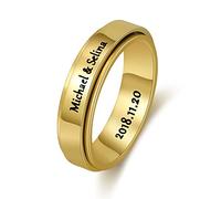 Presentimental Bagues Personnalisées avec Noms Bagues de Promesse pour Femmes BFF Bagues de Fiançailles Cadeau Personnalisés pour Anniversaire, la Saint-Valentin, Noël (B-Gold)