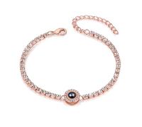 Presentimental Bracelet Personnalisé Femme avec Photo Cadeau pour la Fête Des Mères Anniversaire Noël Bracelet Infini Cadeaux Personnalisés pour Maman Fille épouse Petite Amie (Round-Or rose)