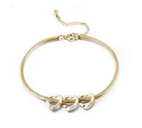 Presentimental Bracelet Personnalisé Femme avec Pierre de Naissance Bracelet Cœur avec Prénoms Réglable Cadeau pour Maman Femme Copine Fille (or-3 nom)