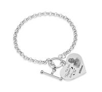 Presentimental Bracelet Souvenir Coeur Ailes Personnalisé avec Nom Photo Bracelet Personnalisé en Acier inoxydable (argent)