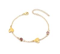 Presentimental Bracelets avec 1 à 5 Prénoms Bracelet Personnalisé Cœur avec Pierre de naissance pour Femme Bracelet en or Cadeau pour Femme (2 nom)