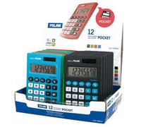 Présentoir 12 calculatrices Calculatrices de poche à 8 chiffres couleurs assorties milan.