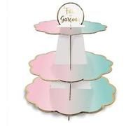 présentoir 3 étages carton gender reveal 32cm - sud trading cd7380 Rose G