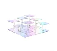 Présentoir à 9 étages en acrylique pour objets de collection, figurines et desserts - Transparent, blanc, noir ou arc-en-ciel (coloré)