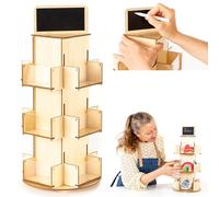 Présentoir à Autocollants | Présentoir Rotatif de Table en Bois | Présentoir Cartes Vendeurs | Présentoir d'organisation pour détaillants | Tourniquet Carte Postale | Présentoir Cartes de Vœux