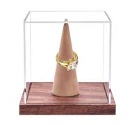 Présentoir à bagues avec base en bois et support en acrylique pour football, golf, baseball, sport, tournoi