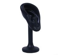 Présentoir à bijoux avec modèle d'oreille humaine avec base en silicone, pour une utilisation en magasin, une présentation commerciale et une organisation personnelle de bijoux (noir)