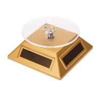 Présentoir à bijoux avec plateau rotatif à 360 degrés à énergie solaire pour décoration de salon ou de chambre à coucher, vitrine en plastique pour bijoux, téléphones, montres, produits en cristal et