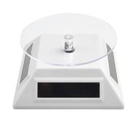 Présentoir à bijoux avec plateau rotatif à 360 degrés à énergie solaire pour décoration de salon ou de chambre à coucher, vitrine en plastique pour bijoux, téléphones, montres, produits en cristal et