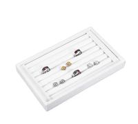 Présentoir à bijoux, bagues, boucles d'oreilles, boutons de manchette, boîte de rangement, plateau plat empilable en bois, présentoir de rangement Pour D'Oreilles(WHITE)