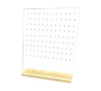 Présentoir à bijoux en acrylique avec base en bois 120 trous pour boucles d'oreilles à tige et broches Transparent 20 x 25,5 cm