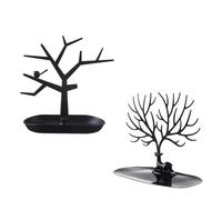 Présentoir à bijoux en forme de cerf, présentoir for boucles d'oreilles, colliers et bagues, plateau rangement d'arbre, organisateur, support for maquillage, décoration(Black-2pcs)