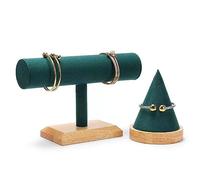 Présentoir à bijoux Ensemble de 2 présentoirs à bijoux en velours vert ensemble de présentoir à bijoux support de barre en T Bracelet support de montre for les ventes d'exposition Porte-colliers