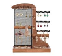 Présentoir à bijoux | Organisateur de bagues avec filet de boucles d'oreilles | Organisateur de bijoux avec plateau, pour femme, bague, bracelet, chambre, dortoir, chambre à coucher, commode
