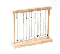 Présentoir à bijoux pour colliers, pendentifs et bijoux, accessoires de présentation, pour bracelets, colliers (couleur bois (double rangée de 24 crochets))