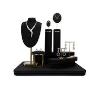 présentoir à bijoux Présentoir à bijoux en velours noir et métal, ensemble de 3 combinaisons(Petit)