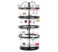 Présentoir À Bijoux Rotatif, Porte Bijoux, Porte Boucles D'oreilles, Porte Bijoux Femme, Porte Bijoux Rotatif En Métal Pour Colliers, Bracelets, Boucles D'oreilles, Bagues, Noir, Peut Être Démonté