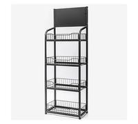 Présentoir à Bonbons, Support à collations de Grande capacité, vitrine à gâteaux Noire à 4 Niveaux, salles de cinéma, dépanneurs, Support à collations(Noir,60 * 27 * 140cm/23 * 10 * 55in)