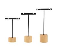 Présentoir à boucles d'oreilles en T 3pcs Jewelry Display | Earrings T-Bar Wooden Base Earrings Rack Holder Organizer Showcase Ear Studs Stand