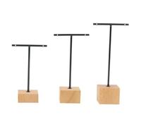 Présentoir à boucles d'oreilles en T 3pcs Jewelry Display | Earrings T-Bar Wooden Base Earrings Rack Holder Organizer Showcase Ear Studs Stand
