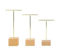 Présentoir à boucles d'oreilles en T 3pcs Jewelry Display | Earrings T-Bar Wooden Base Earrings Rack Holder Organizer Showcase Ear Studs Stand