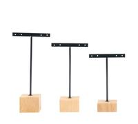 Présentoir à boucles d'oreilles en T 3pcs Jewelry Display | Earrings T-Bar Wooden Base Earrings Rack Holder Organizer Showcase Ear Studs Stand