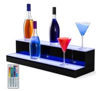 Présentoir à bouteilles d'alcool LED à 2 niveaux 40 x 20 x 10 cm | 20 couleurs statiques, six modes de bricolage, luminosité et vitesse réglables, télécommande et configuration plug-in