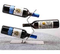 Présentoir à bouteilles de vin rouge en métal pour bouteilles d'alcool (couleur : argent, dimensions : 28 x 28 x 8,5 cm)