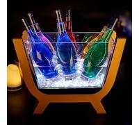 Présentoir à Bouteilles Lumineux Éclairé par LED Casier à Vin Rechargeable en Acrylique Seau à Champagne (Lot de 6) pour Discothèques, Villas, Fêtes Privées 110V-220V(White,48 * 22 * 36cm)